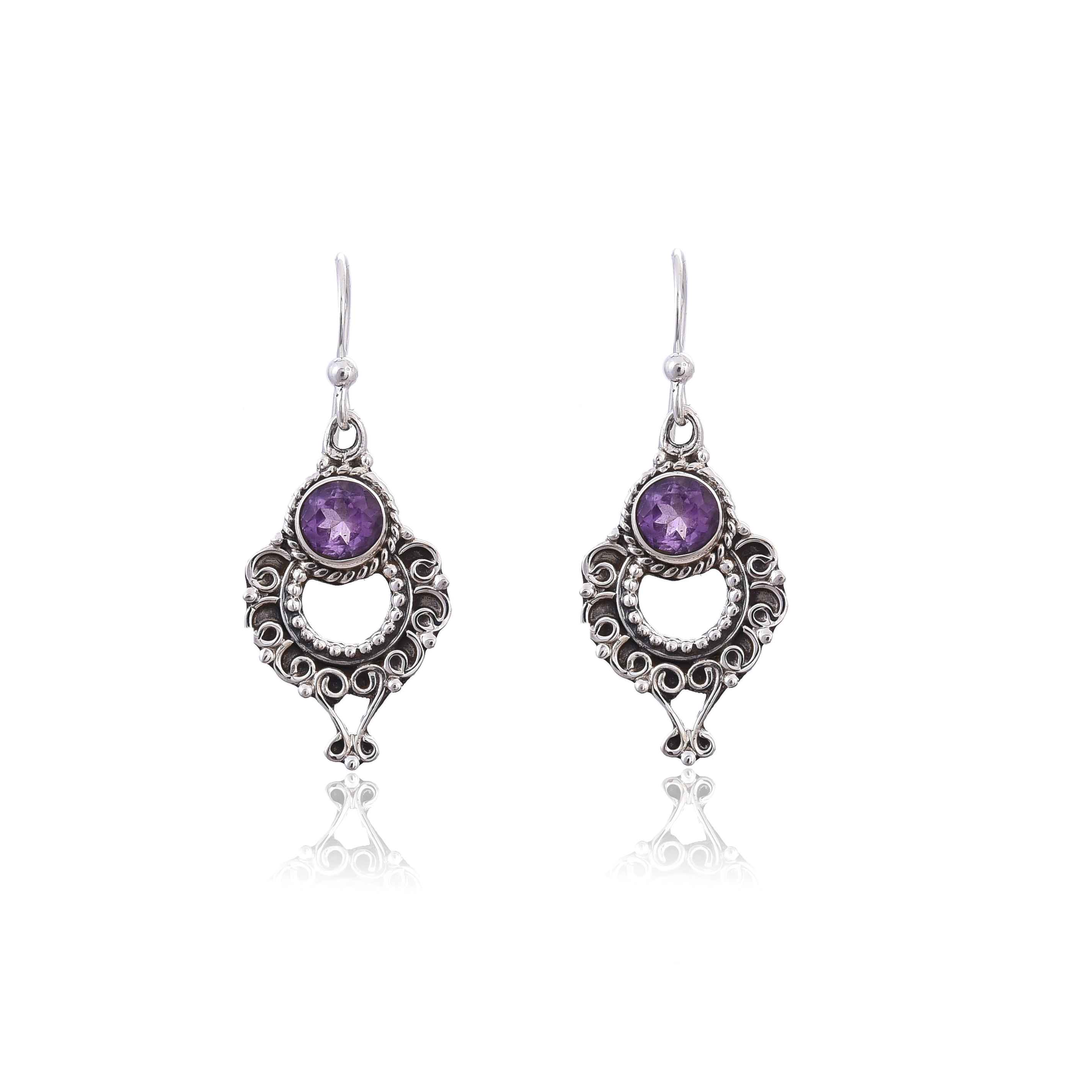 925 Silver Amethyst Earring :SKU4140